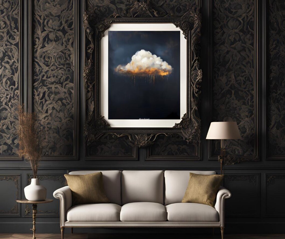 Abandoned Glowing Cloud Dark Moody Storm Oil Painting Art Poster - Image 3
