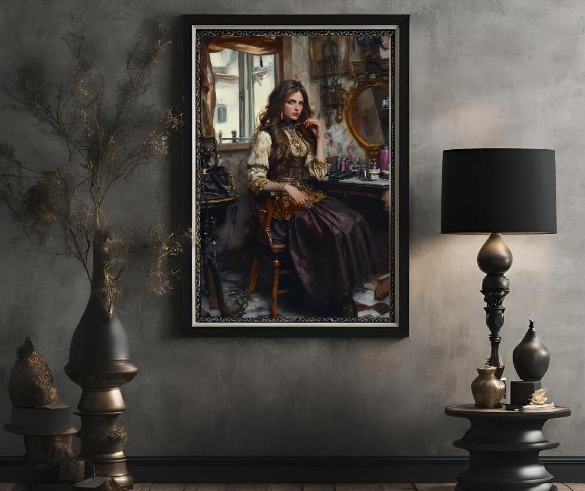 Elegant Vintage Woman Rustic Vanity Room Romantic Classic Art Poster - Image 2