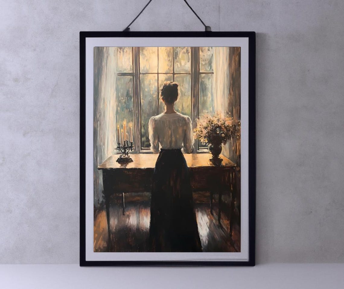 Vintage Portrait Painting Antique Painting Vintage Woman Oil Painting Antique Wall Art Vintage Art Print Dark Academia Art