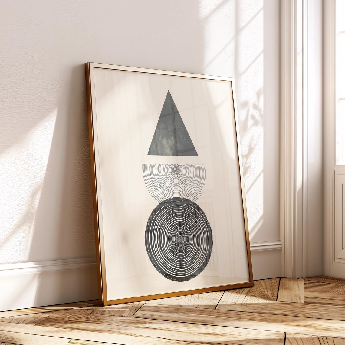 Minimalist Geometric Print Black Triangle Circle Abstract Art