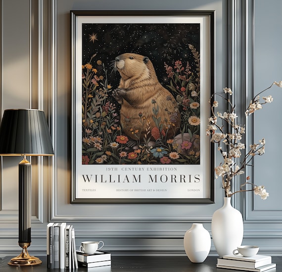 William Morris Exhibition Poster, Vintage Textiles Beaver