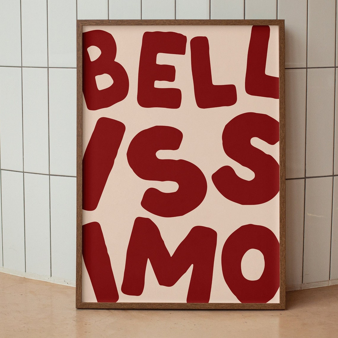 Bellissimo Retro Red Bold Typography Italian Kitchen Decor Poster - Image 2