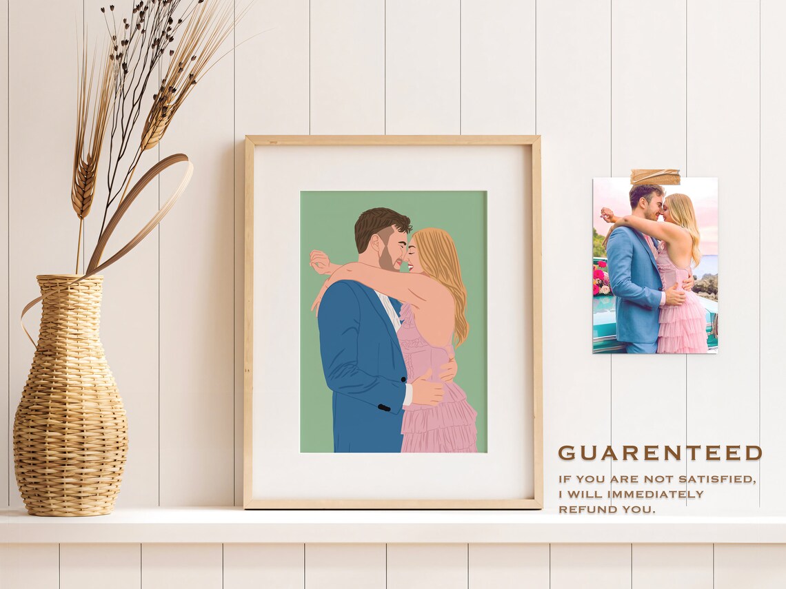 Custom Couple Portrait, Personalized Gift for Him - Image 3