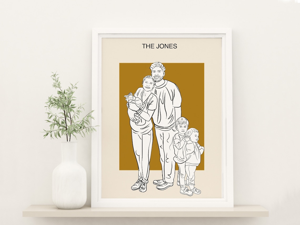 Custom One-Line Family Portrait, Line Art Print - Image 2