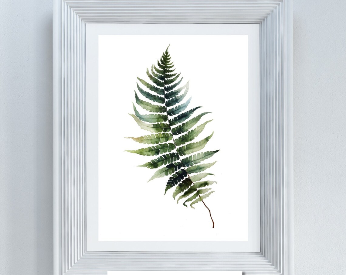 Single Fern Frond Watercolor Deep Green Minimalist Botanical Poster - Image 4