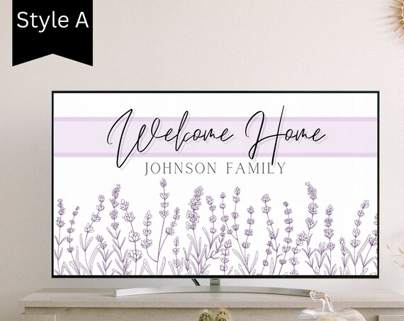 Personalized Welcome Home Lavender Botanical Family TV Art Poster