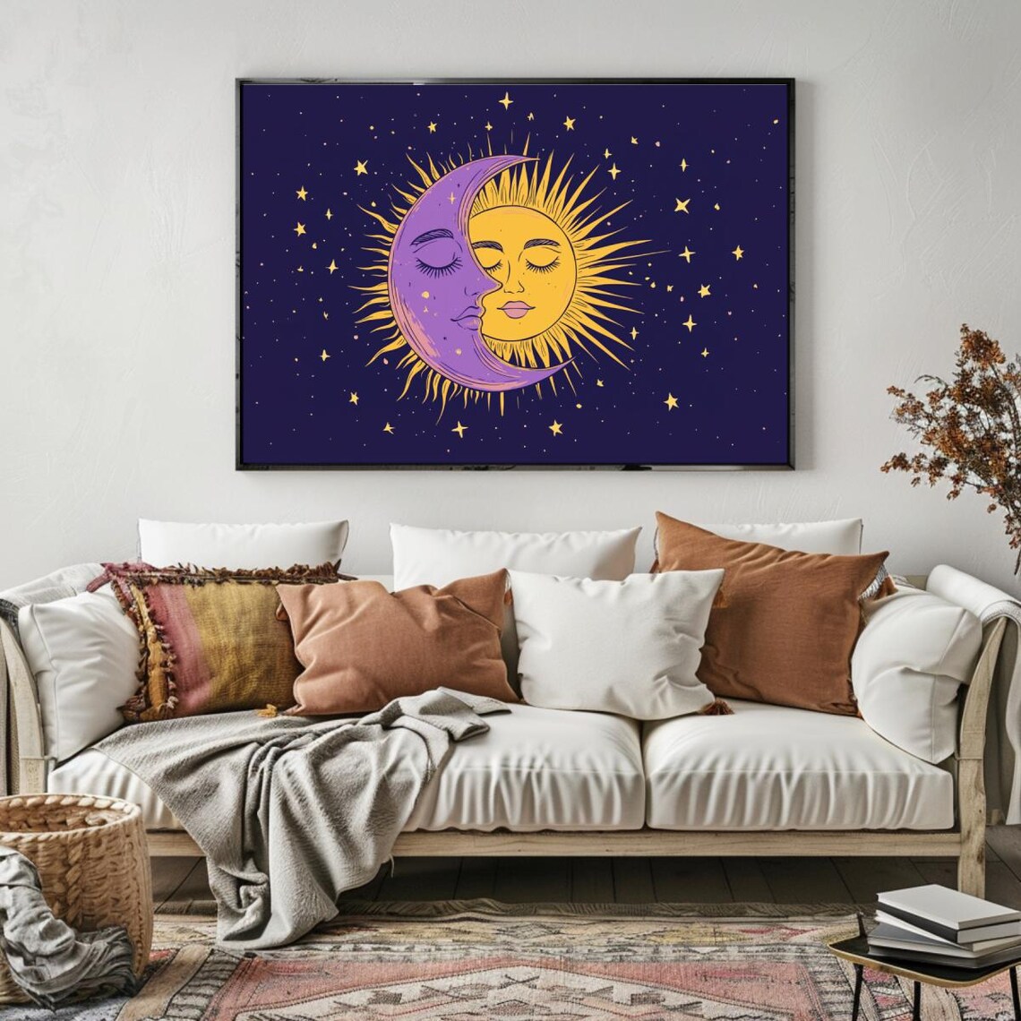 Celestial Moon and Sun Art Print, Starry Sky - Image 6