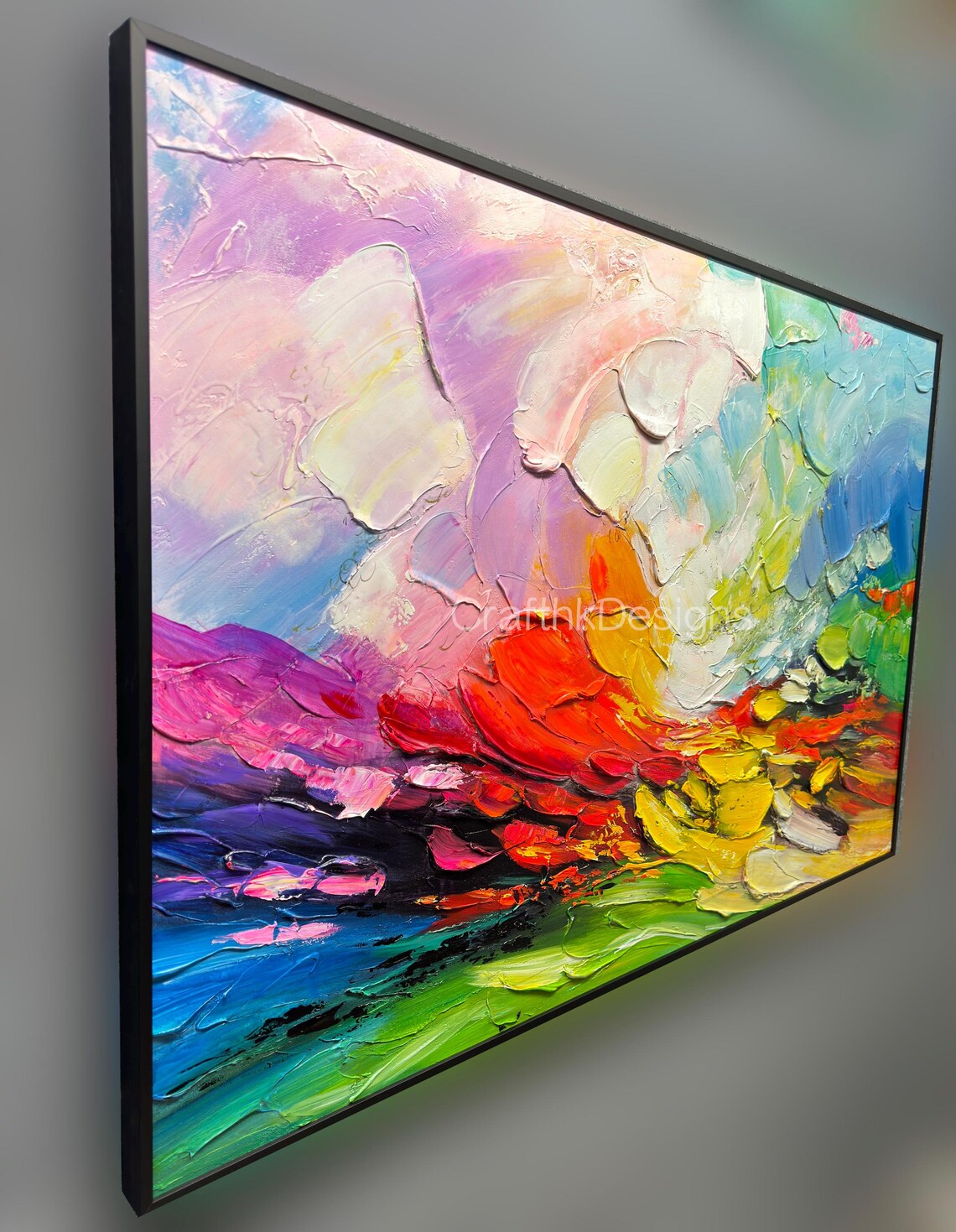 Ocean Seascape Abstract Sunrise, Oil Painting Art Print - Image 3