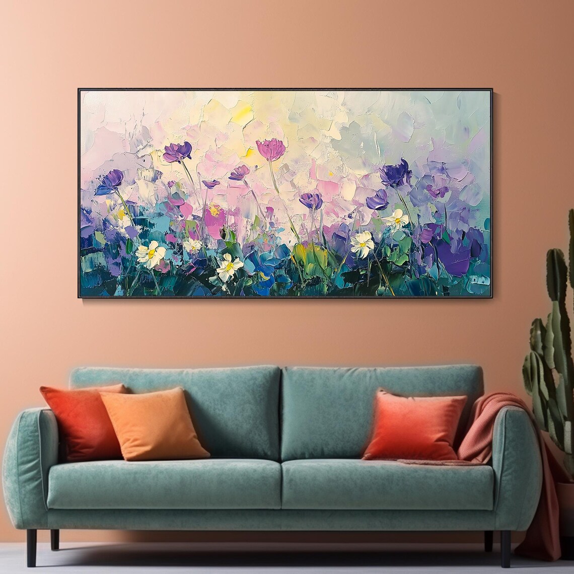 Purple Wildflower Meadow Pastel Dreamy Floral Garden Art Poster - Image 5