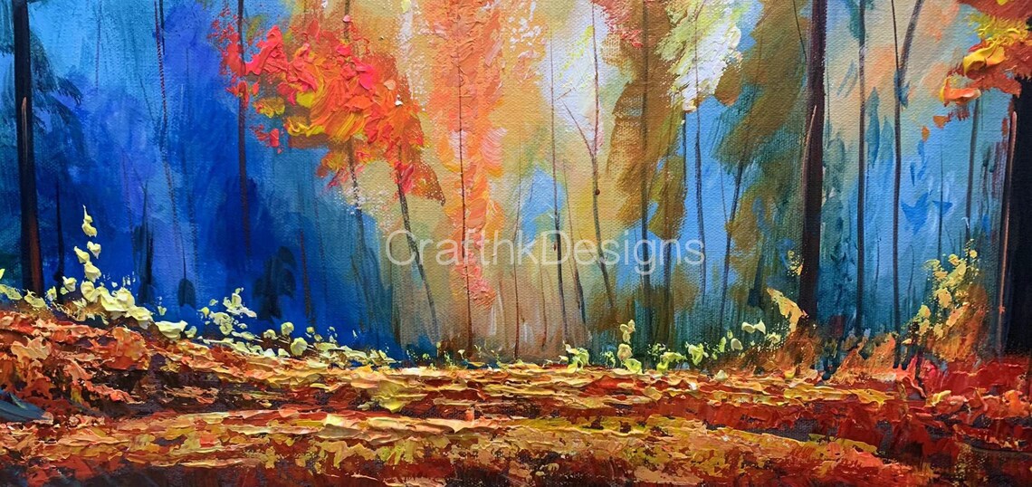 Abstract Forest Light Autumn Oil Painting Art Print - Image 3