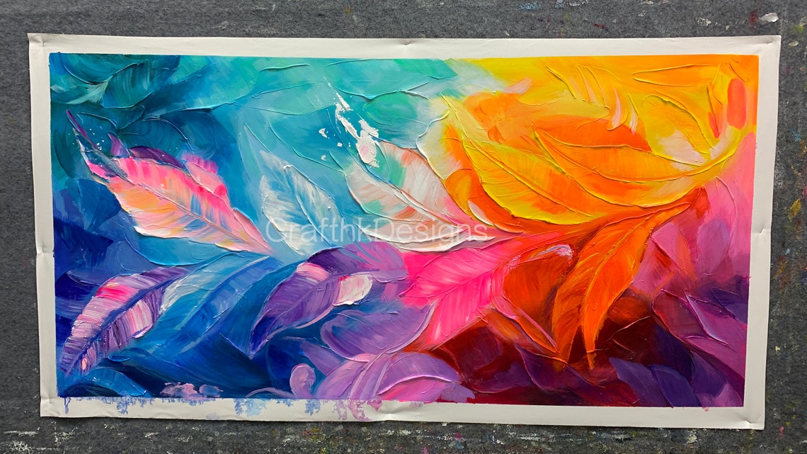 Vibrant Abstract Feather Strokes Colorful Texture Modern Art Print - Image 5