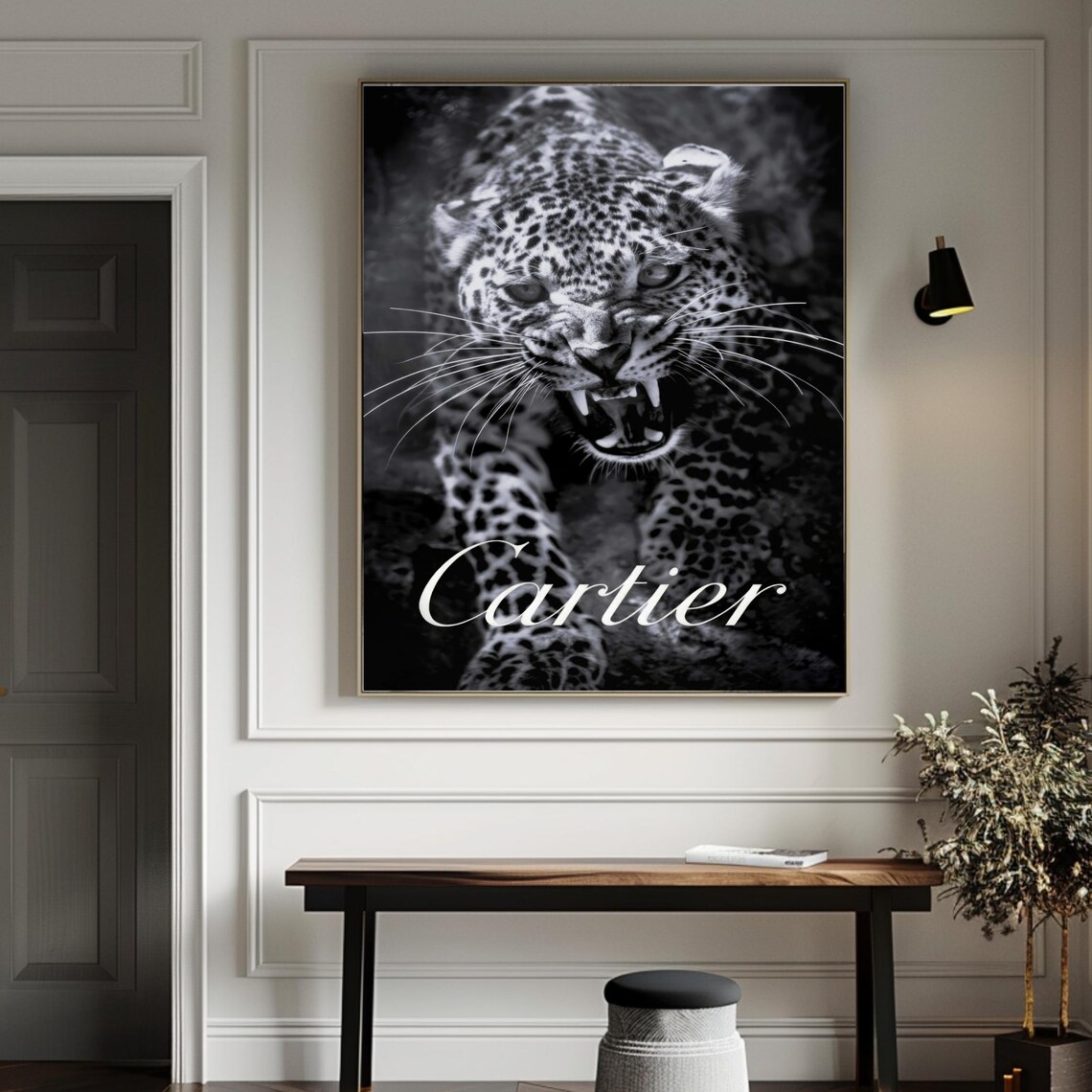 Cartier Black And White Leopard Snarl Close Up Luxury Poster - Image 3