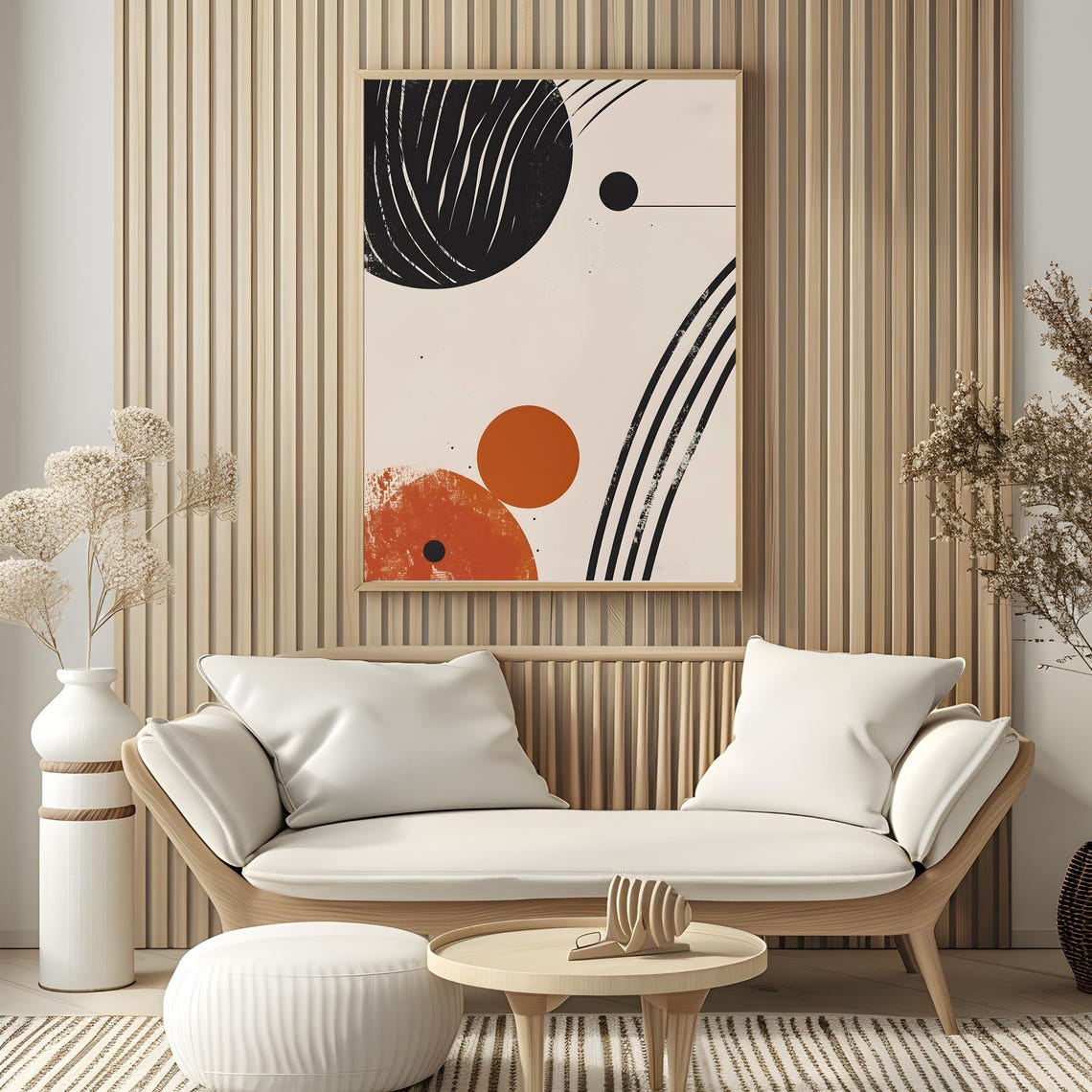 Mid Century Modern Wall Art Neutral Geometric Shapes Art Boho Art Print Abstract Art Print Black Beige Minimal Print - Image 4
