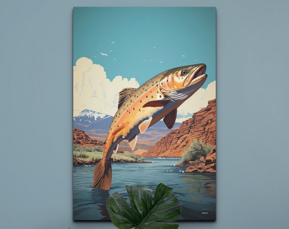 Apache River Trout Vintage Wall Art Vintage Fishing Wall Art Fishing Wall Art Fishing Prints Gift For Dad Fishing Gift