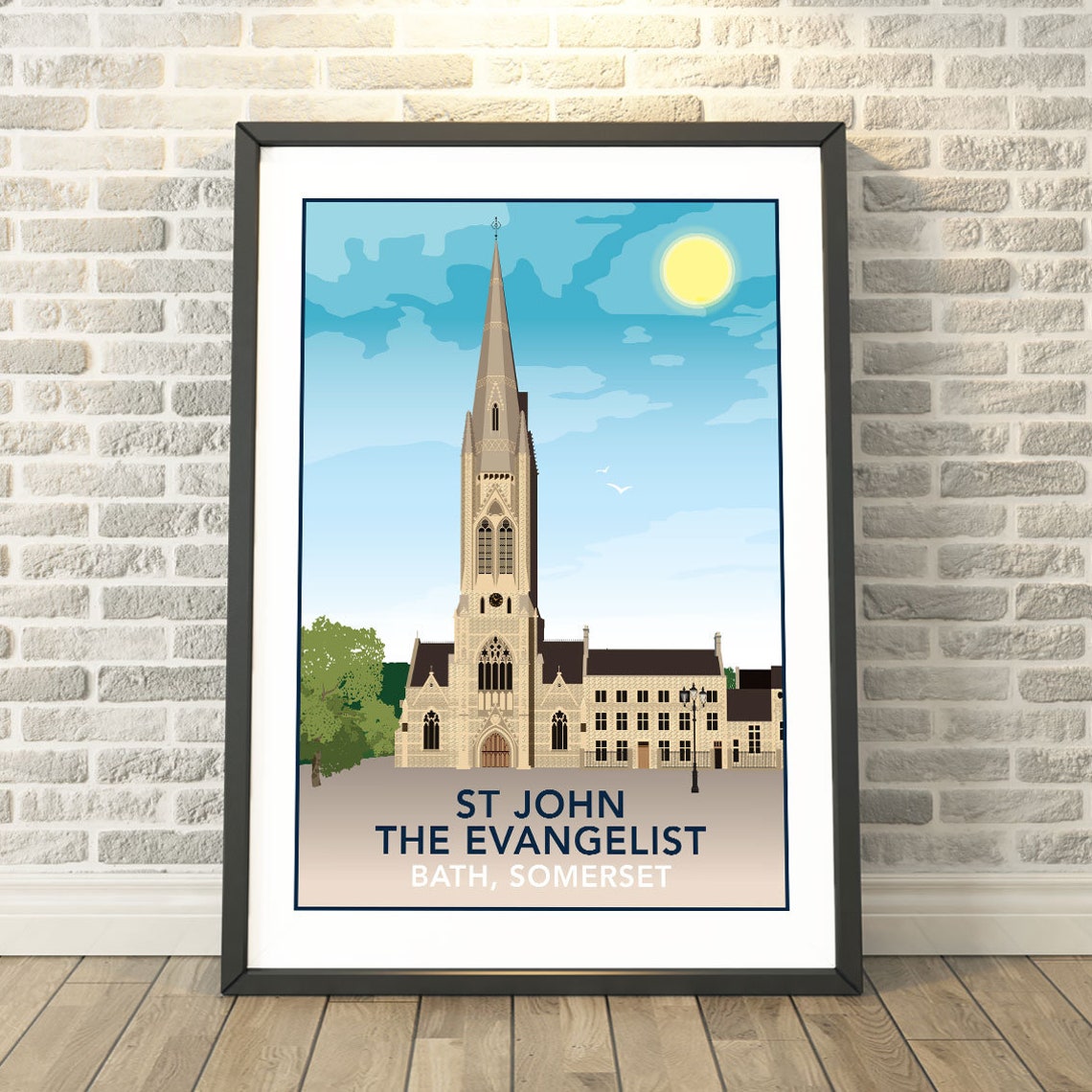 St John the Evangelist Bath Somerset Gothic Church Illustrated Poster