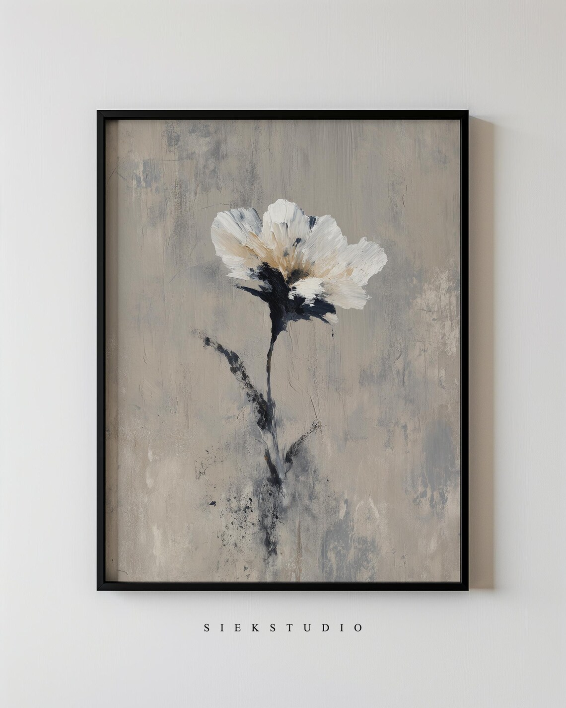 Floral Wall Art White Flower Canvas Print Minimalist Fine Botanical Modern Abstract Painting