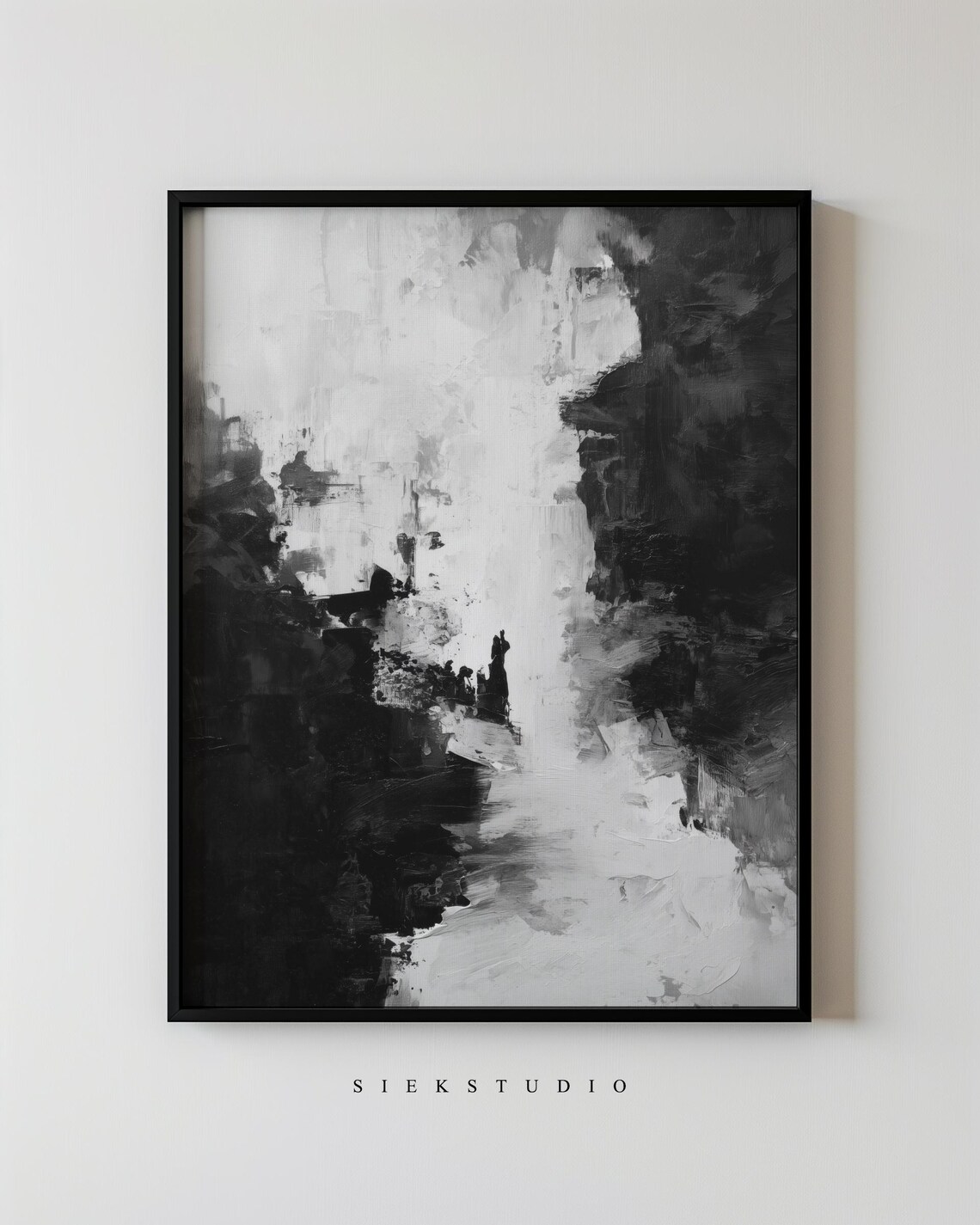 Modern Abstract Neutral Art Black And White Minimalist Wall Print Textured Painterly Artwork Contemporary Monochrome Decor For Living Room