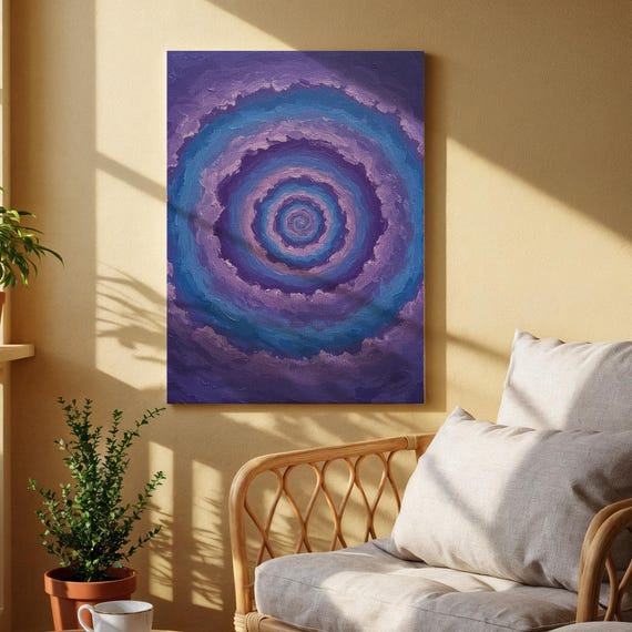 Abstract Spiral Canvas Art Purple And Blue Swirling Design Dreamy Geometric For Living Room Bedroom Or Modern Spaces Decor