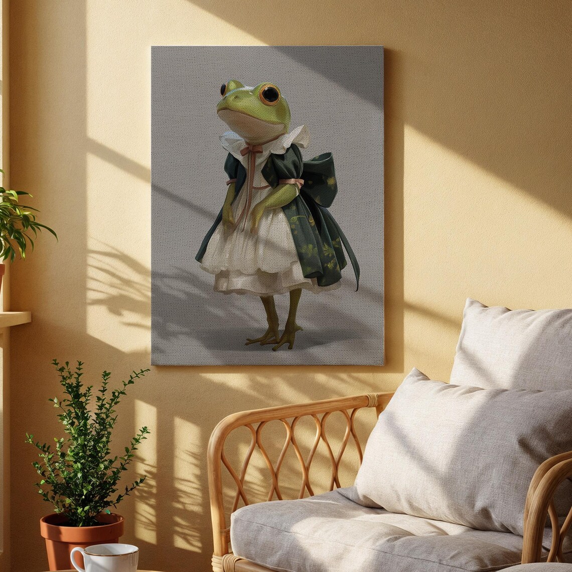 Whimsical Frog Lady In Vintage Dress Funny Animal Portrait Poster