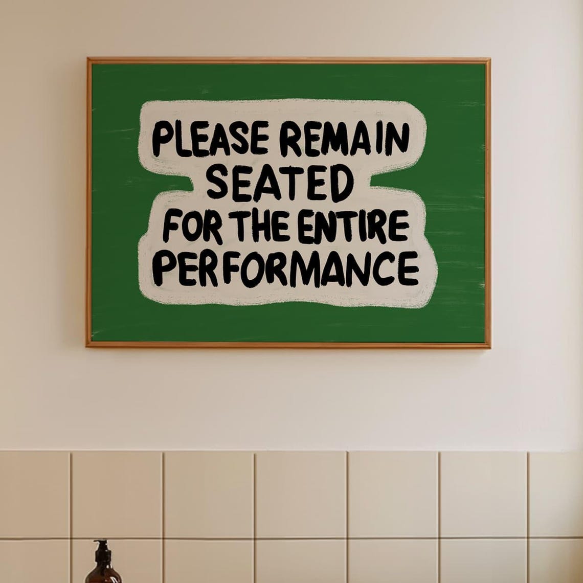 Funny Bathroom Art Print Please Remain Seated Green Preppy Decor Instant