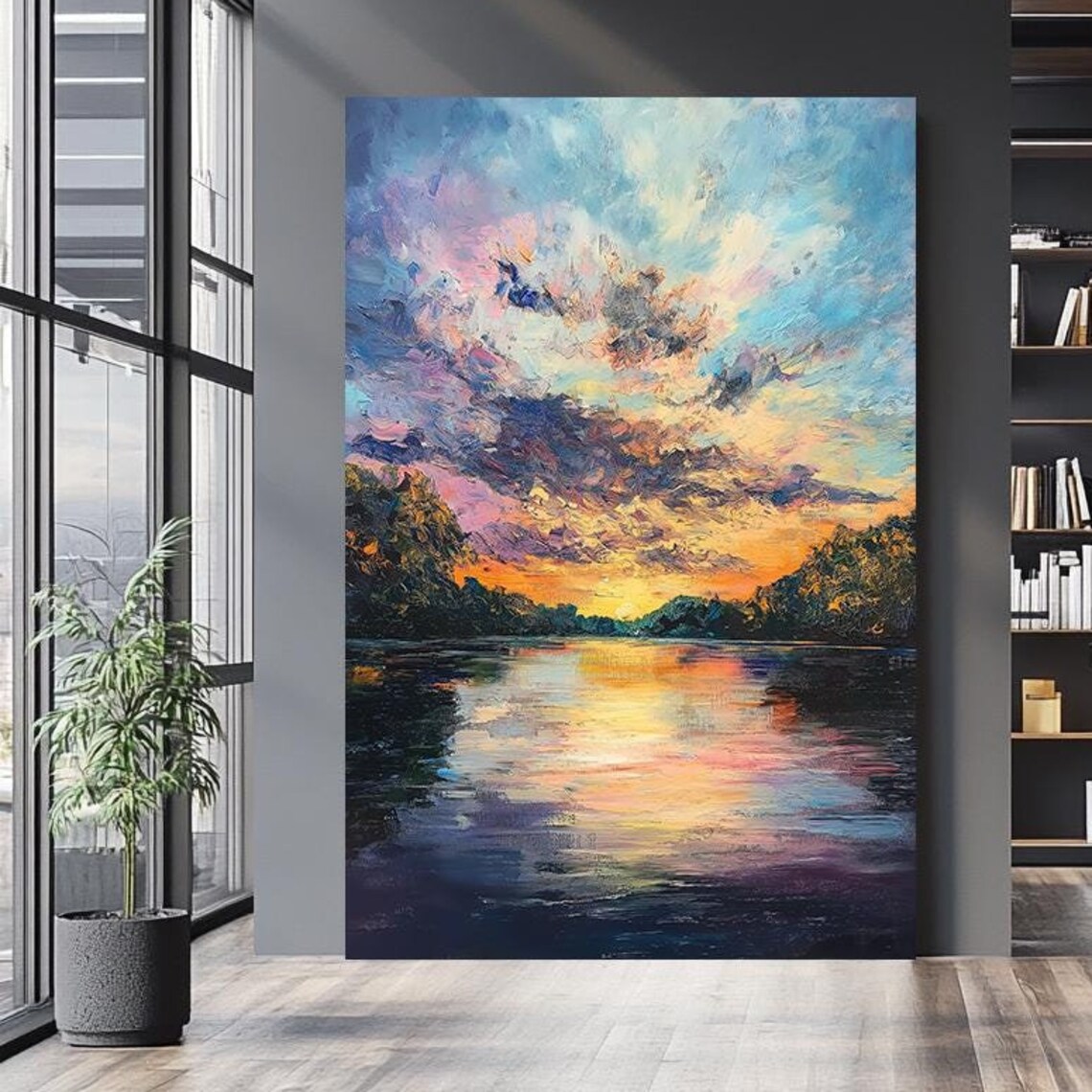 Serene River At Dusk, Peaceful Nature Landscape