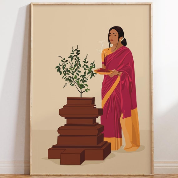 Tulsi Pooja Art, South Indian Hindu Art