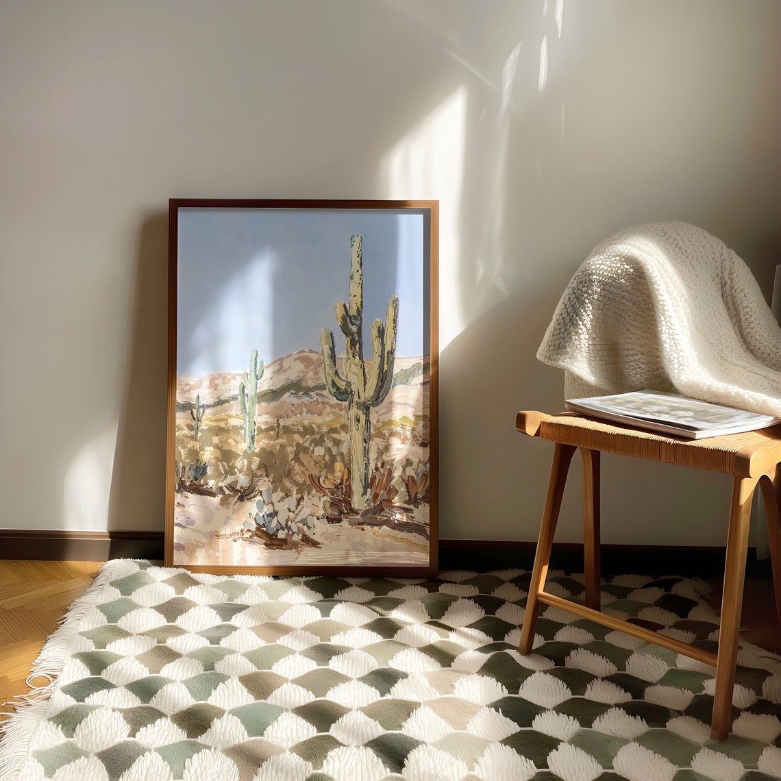 Saguaro Cactus Desert Landscape Painting Southwestern Sunset Wall Art - Image 3