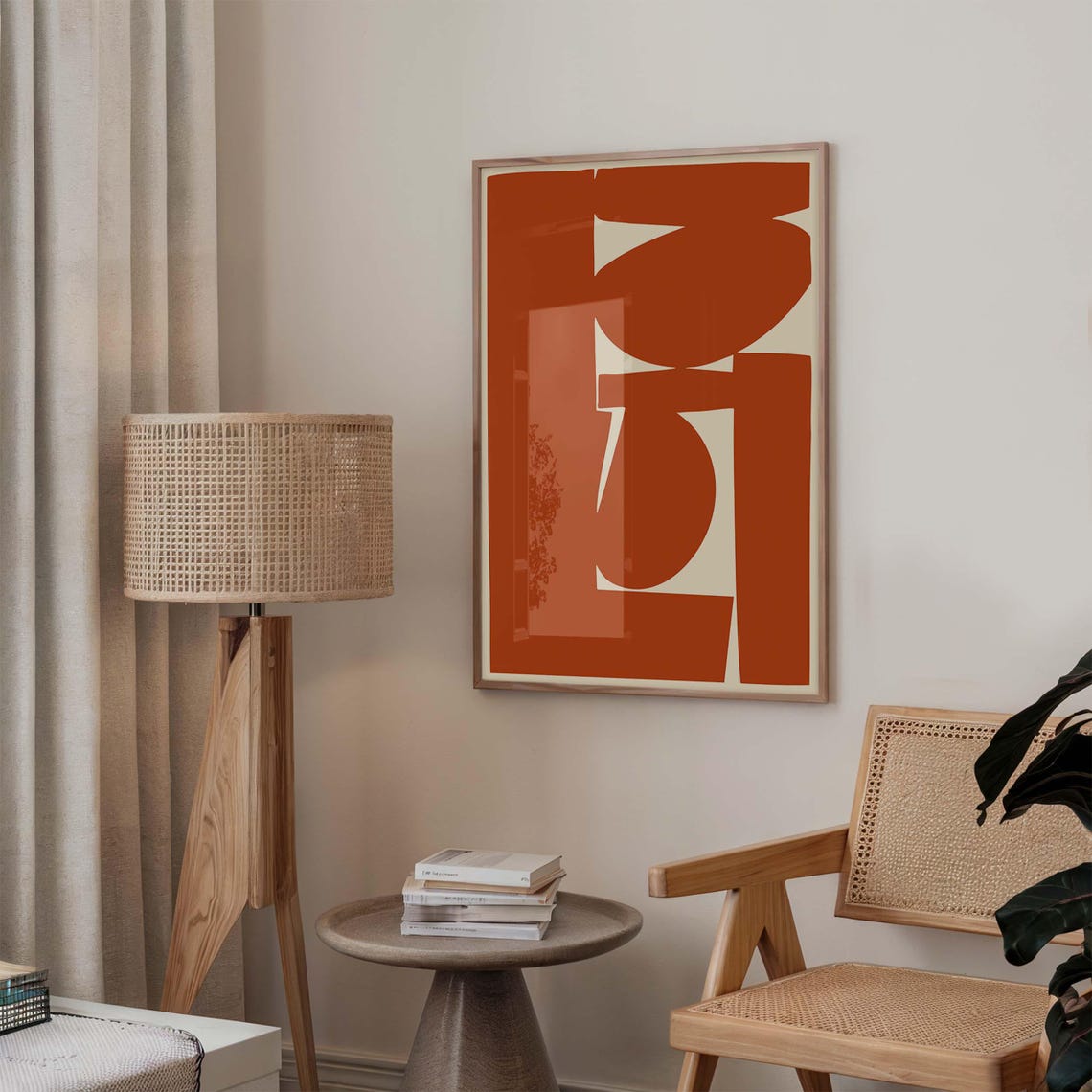 Burnt Orange Abstract Art Print Midcentury Modern Wall Decor