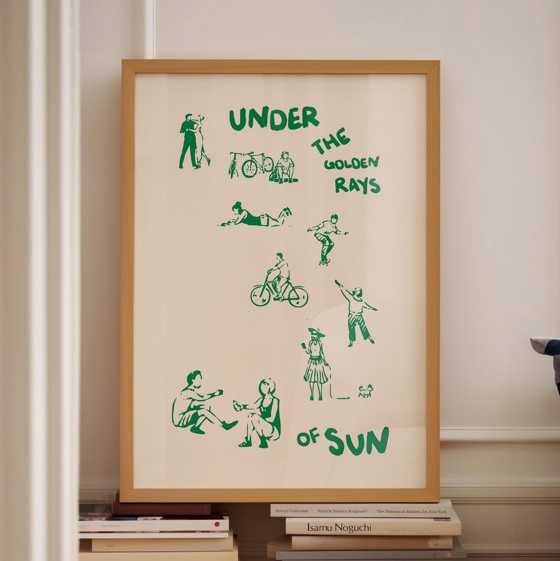 Tall Under the Golden Rays of Sun Green Summer Doodle Art Poster