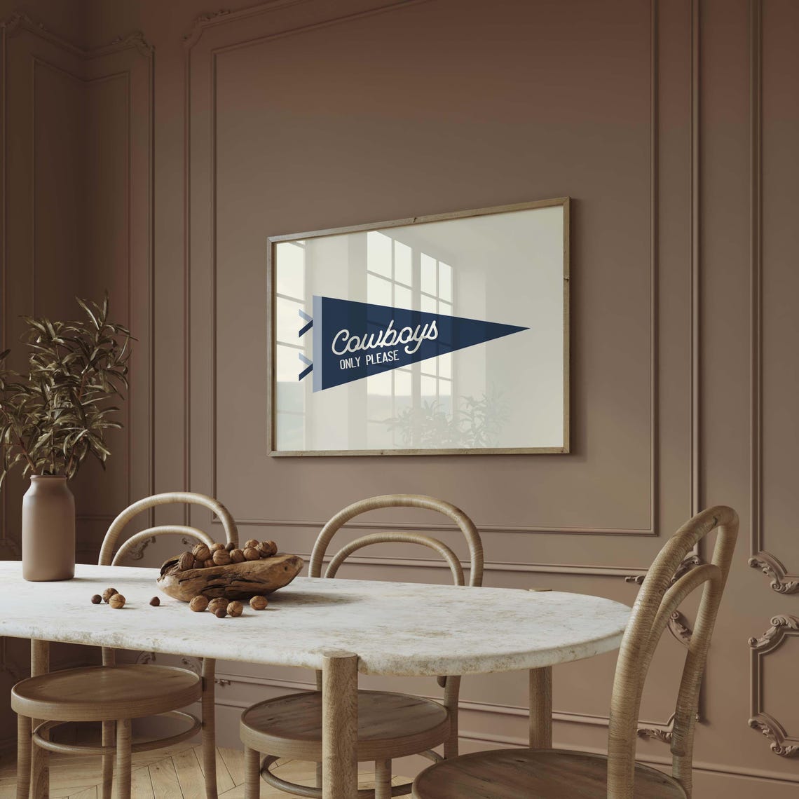 Cowboys Only Please Navy Pennant Flag Western Typography Poster - Image 2