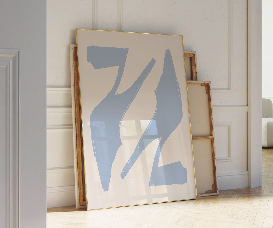 Pair Of Blue Shoes Brushstroke Minimalist Modern Abstract Art Poster
