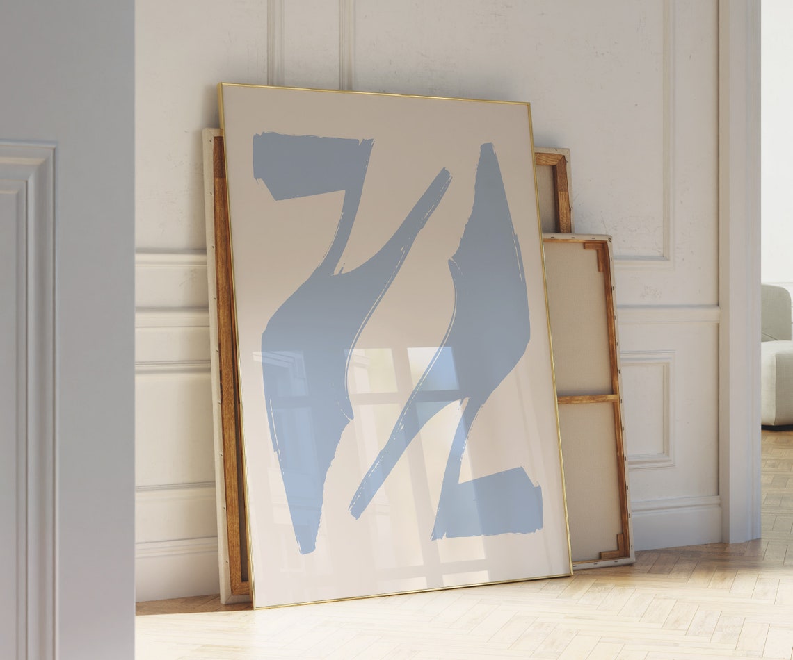 Pair Of Shoes Print Mid Century Print Aesthetic Wall Art Bauhaus Print Trendy Bedroom Poster Narrow Print Baby Blue Art Simple