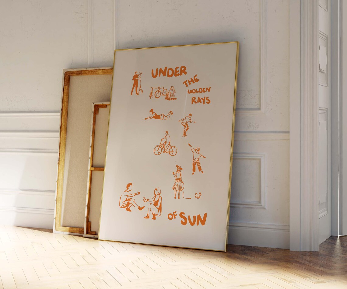 Vertical Under the Golden Rays of Sun Orange Summer Sketch Poster - Image 2