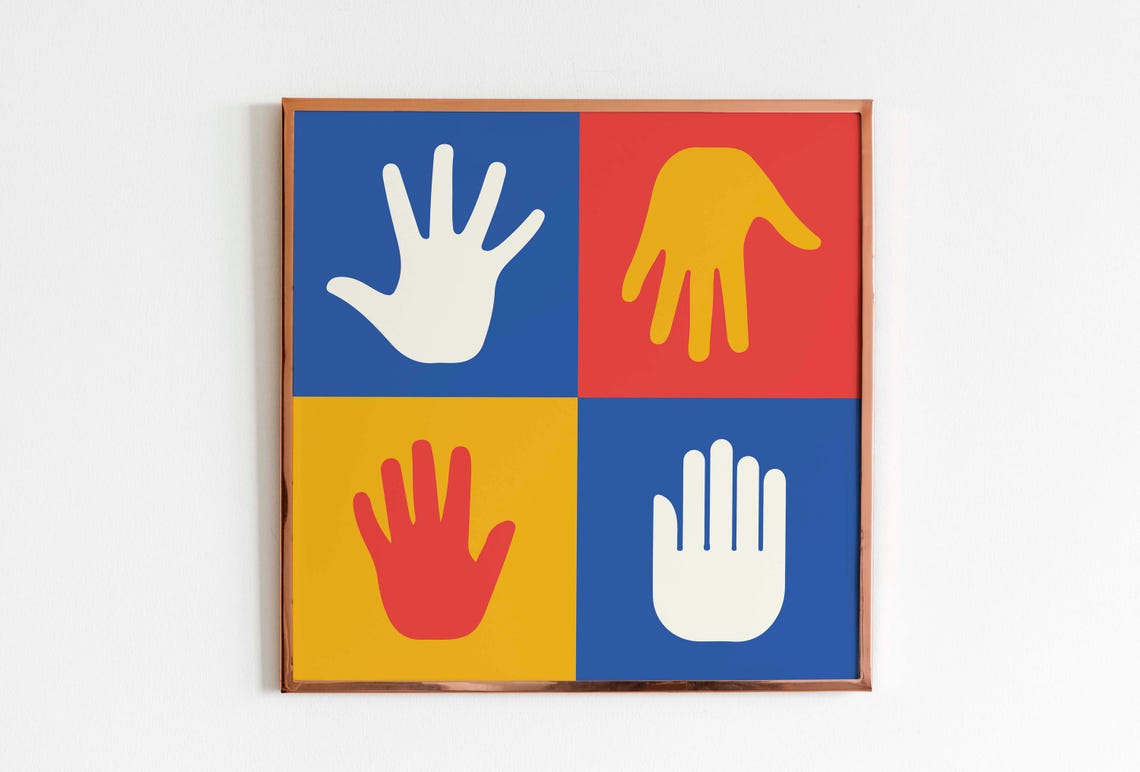 Pop Art Hand Silhouette Color Block Square Graphic Art Poster - Image 3