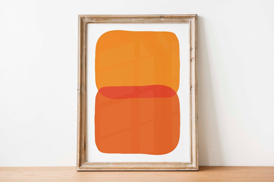 Burnt Orange Terracotta Color Block Mid Century Abstract Art Print - Image 2