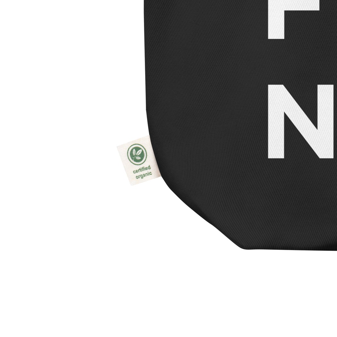 California Block Letter Black Canvas Tote Bag With White Print Design - Image 3