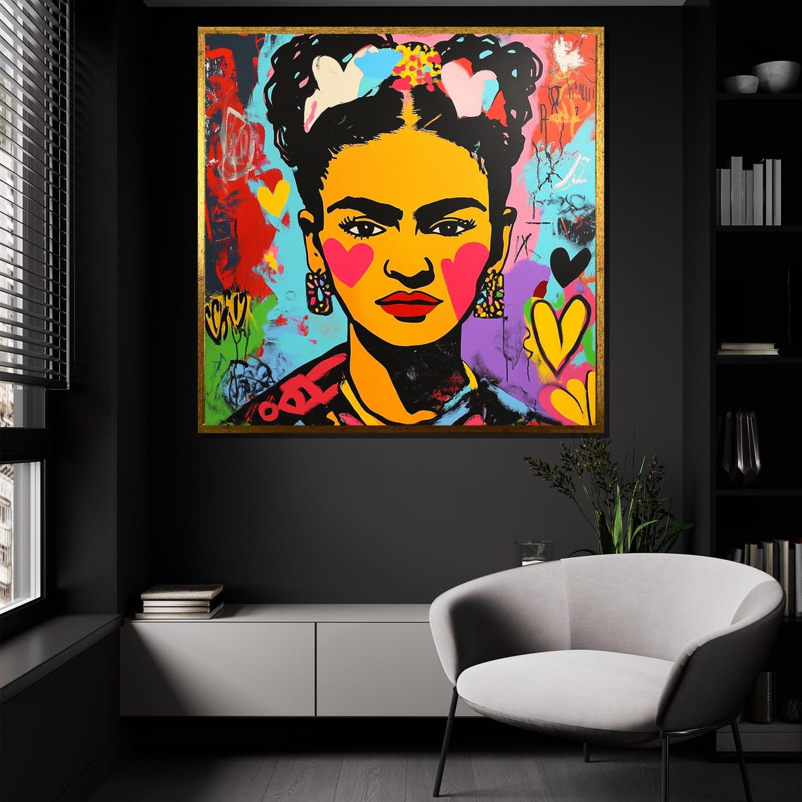 Frida Pop Female Icon Canvas Painting Colorful Graffiti Wall Art Ready To Hang Empowering Gift For Her - Image 2