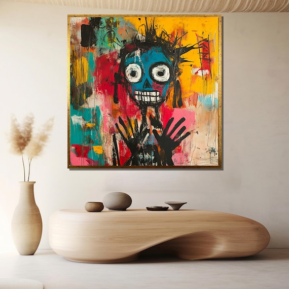 Crowned Skull Raw Neoexpressionist Graffiti Street Art Poster