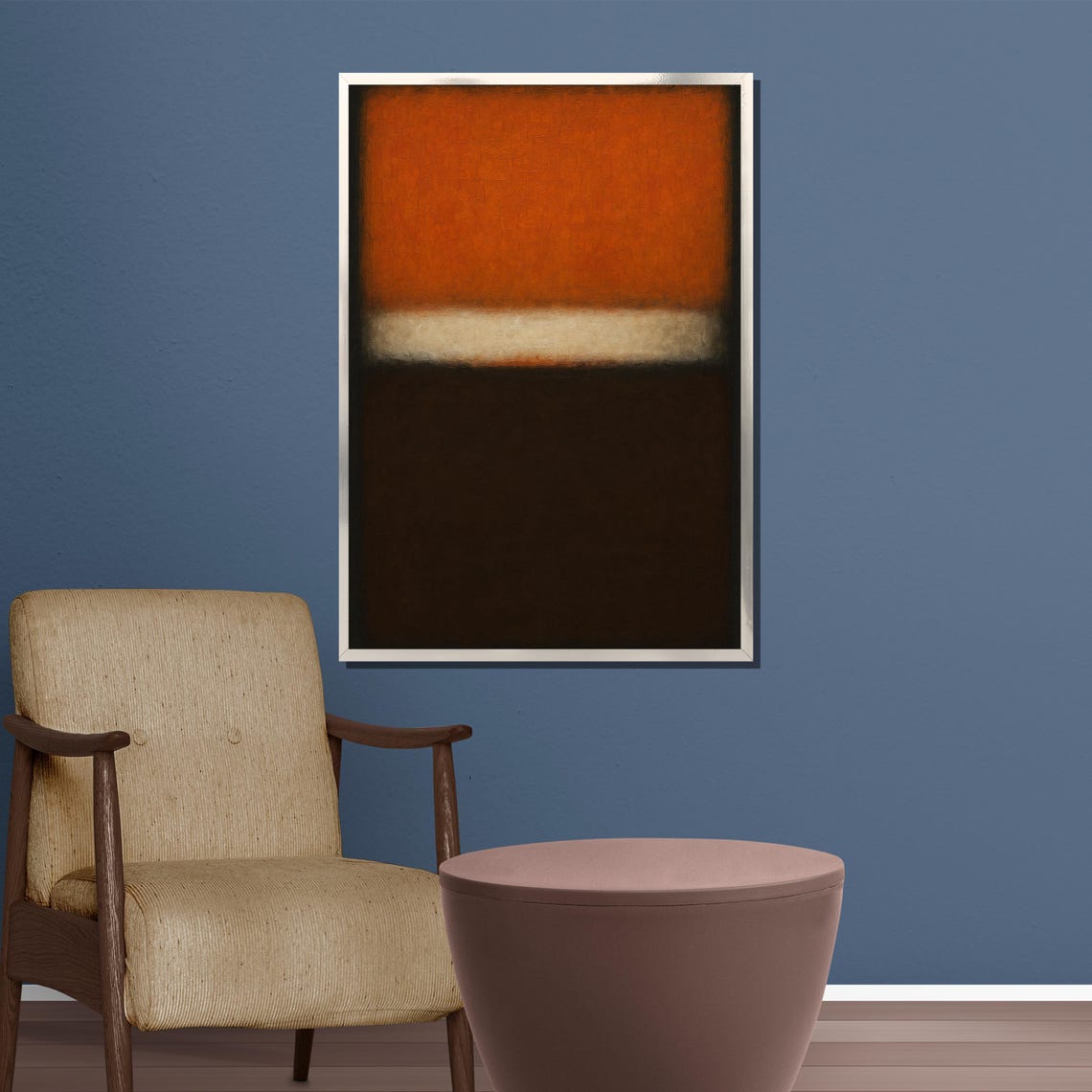 Burnt Orange Cream Dark Brown Color Field Abstract Art Poster - Image 2