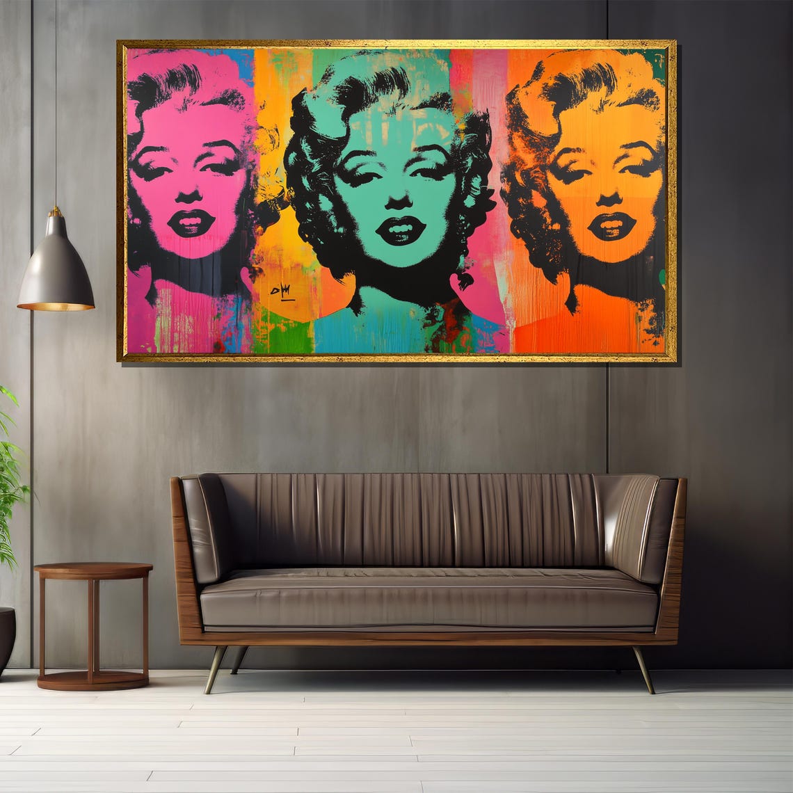 Marilyn Monroe Warhol Style Triple Neon Triptych Pop Art Poster - Image 2
