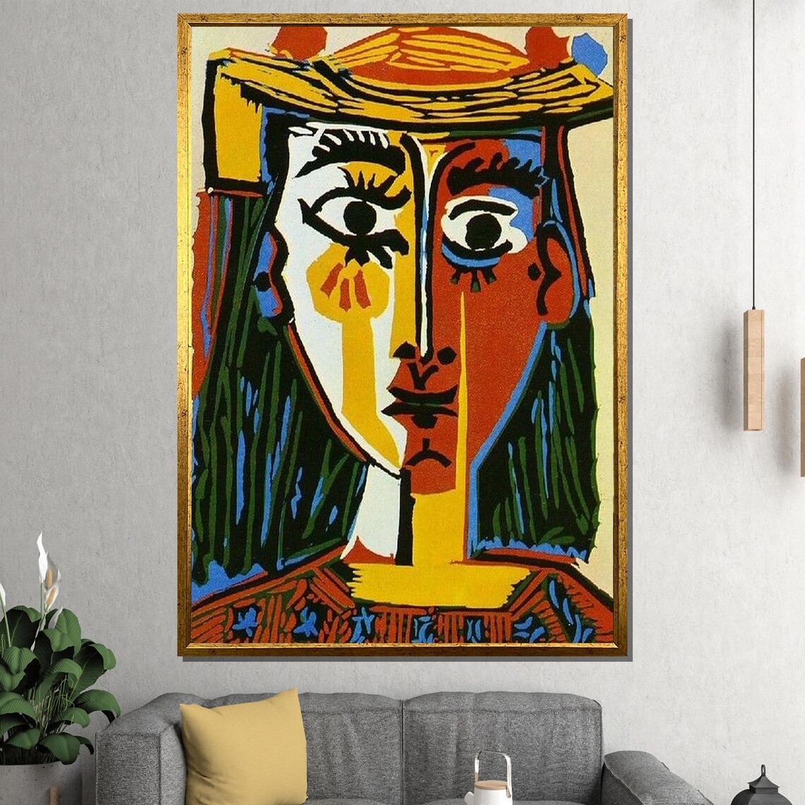 Pablo Picasso Head of a Woman 1962 Colorful Cubist Portrait Poster