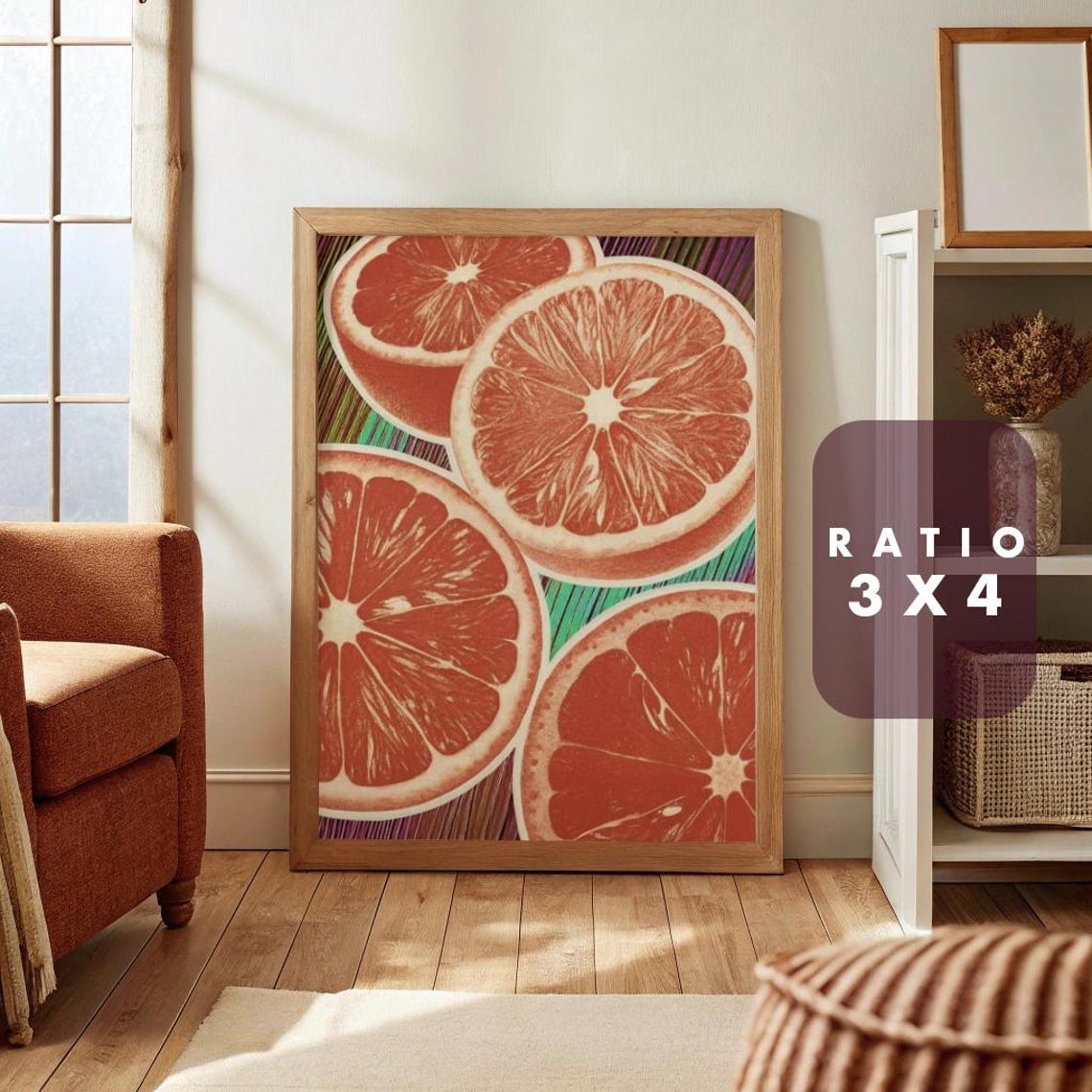 Orange Wall Art, Retro Citrus Kitchen Poster - Image 2