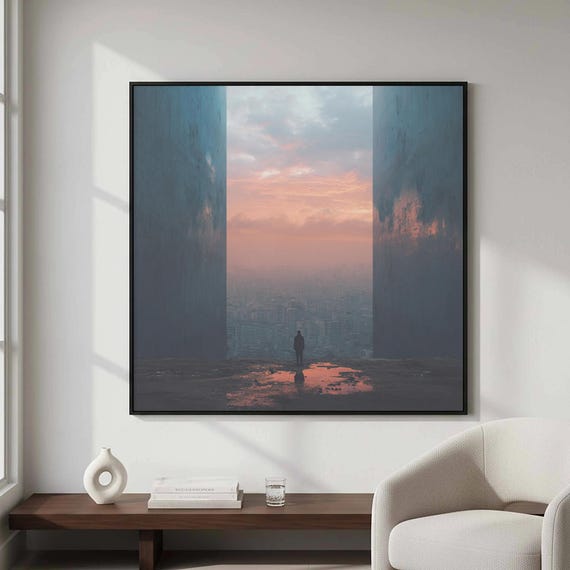 Urban Sunset Wall Art Modern City Landscape Canvas Print