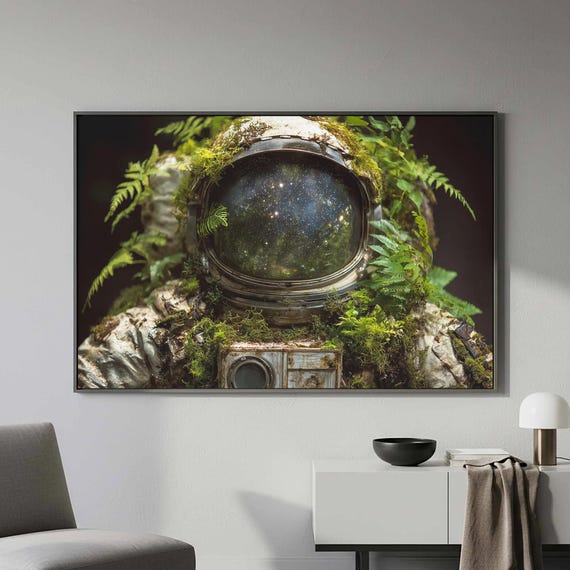 Space Astronaut Canvas Wall Art Cosmic Forest Nature Print