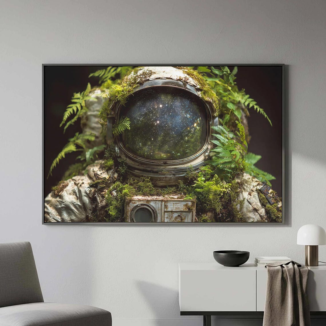 Space Astronaut Canvas Wall Art Cosmic Forest Nature Print