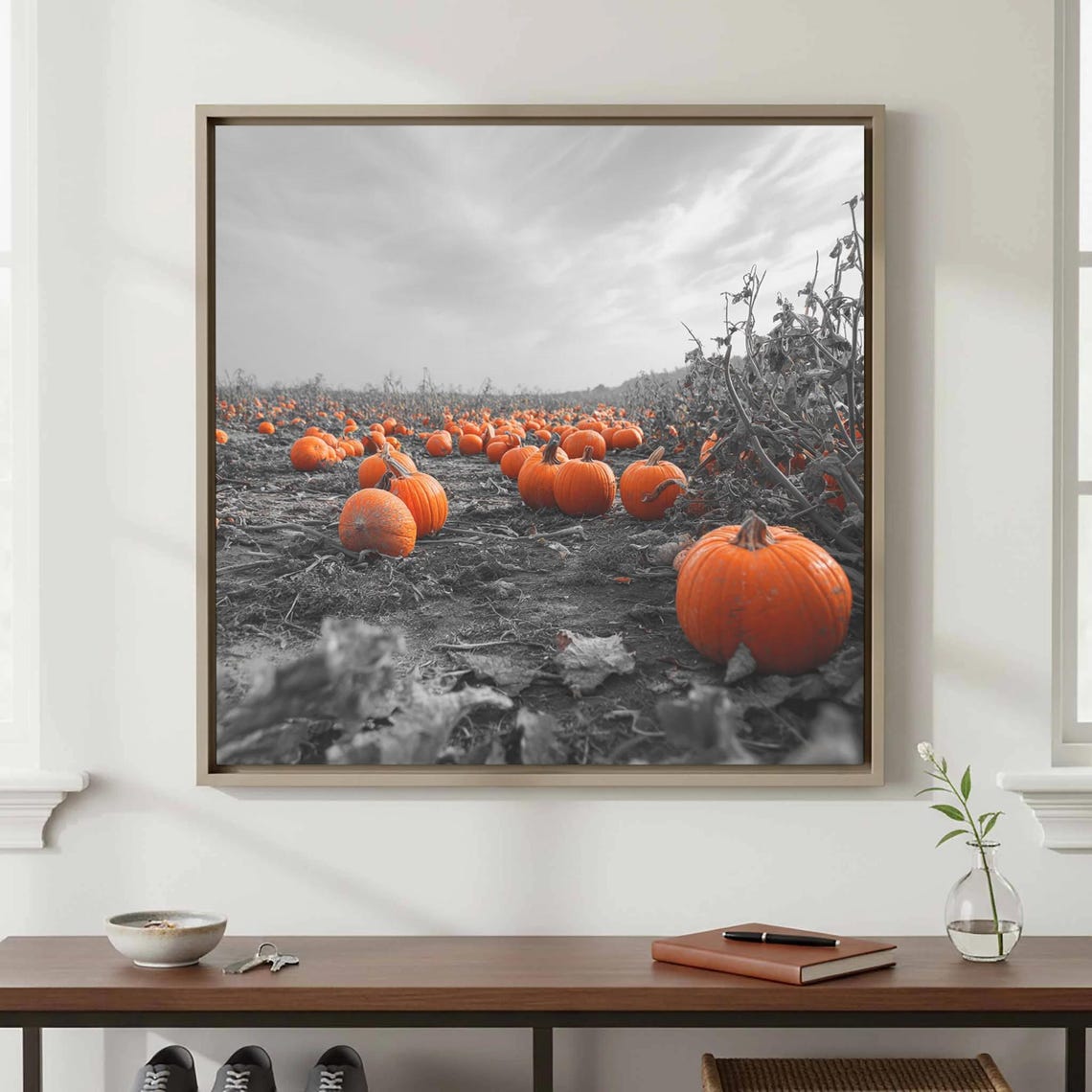 Autumn Pumpkin Field Canvas Print Color Splash Photography Art