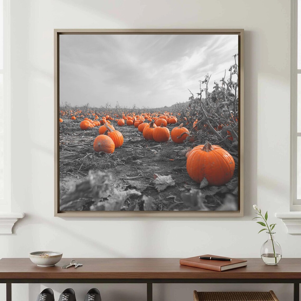 Autumn Pumpkin Field Color Splash Photo Orange Pumpkins Art Poster