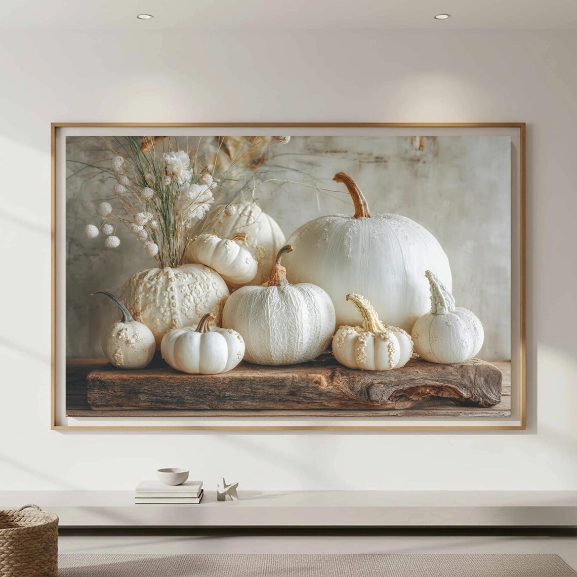 White Pumpkin Fall Modern Farmhouse Wall Art