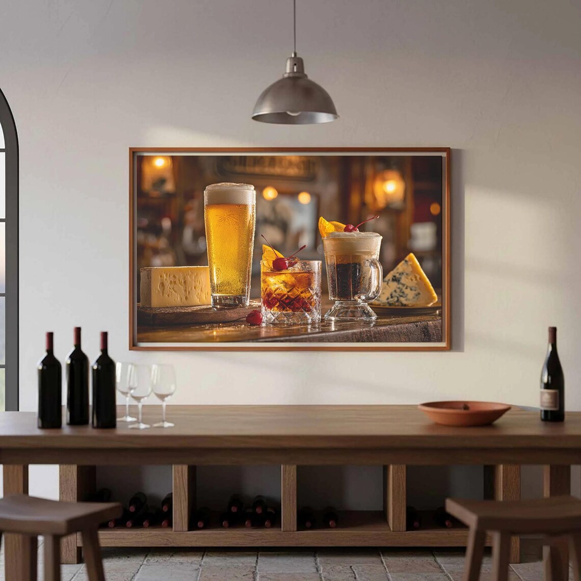 Beer Whiskey Cheese Bar Still Life Cozy Pub Photography Art Print