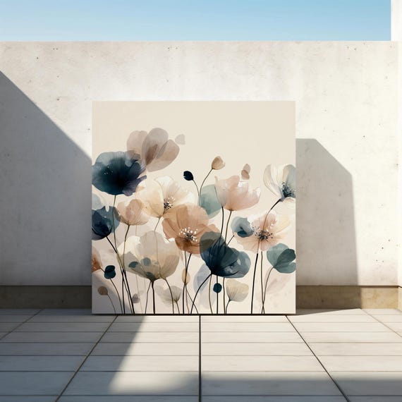 Modern Floral Wall Art Contemporary Botanical Canvas Print